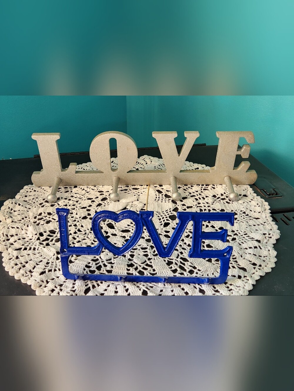 LOVE Wooden Clothes Hanger/Key Hanger (cast iron)